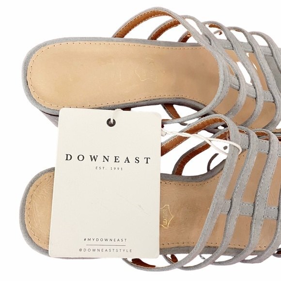 NWT Mi.iM Suede Mila Caged Block Heel Square Toe Sandals Ice Blue Suede Size 6 - Picture 6 of 13